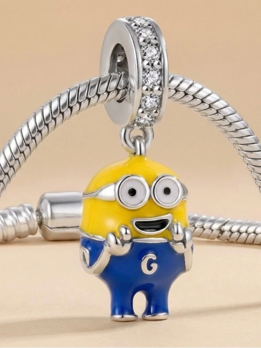 Sterling silver Yellow & Blue Minion Charm Pendant for Women Jewelry